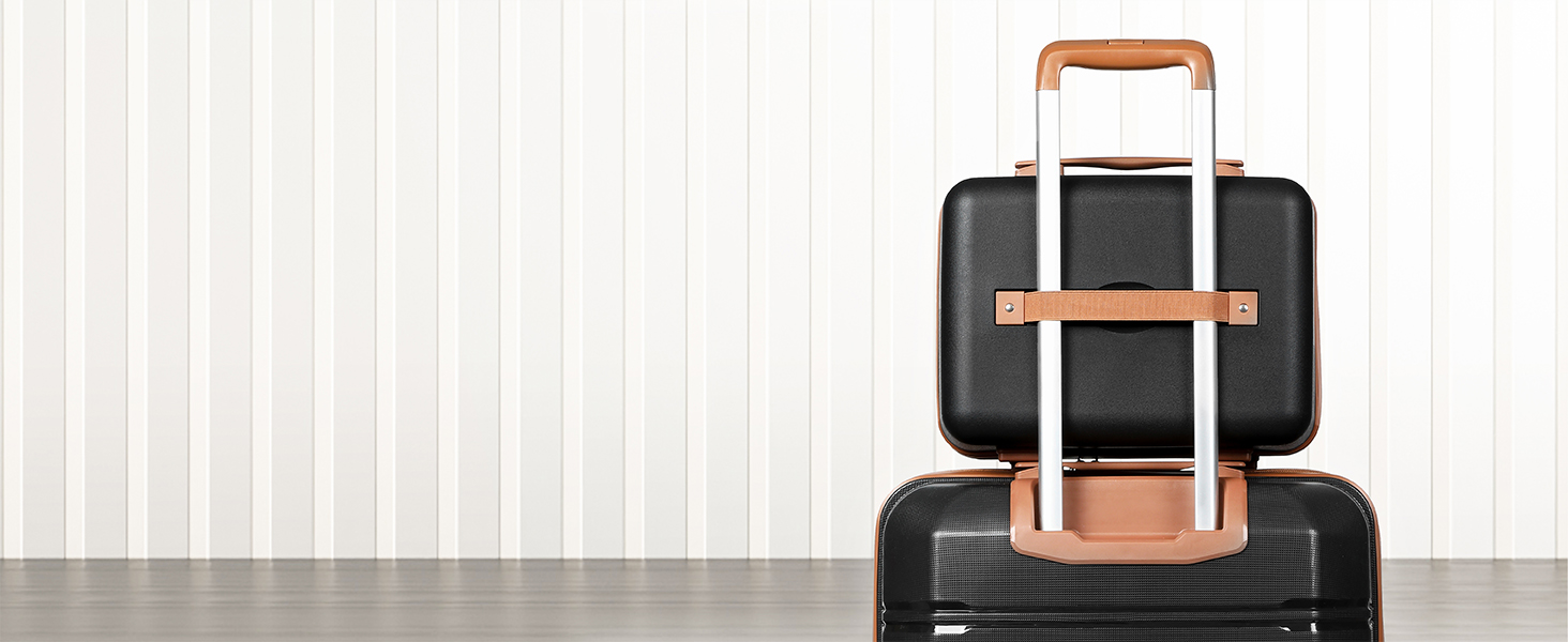 Набір валіз Joyway 5шт з жорстким корпусом, 4 колеса та TSA-замок. Включає косметичку та сумку. Білий/коричневий (Чорний/коричневий, ручна валіза 3шт)