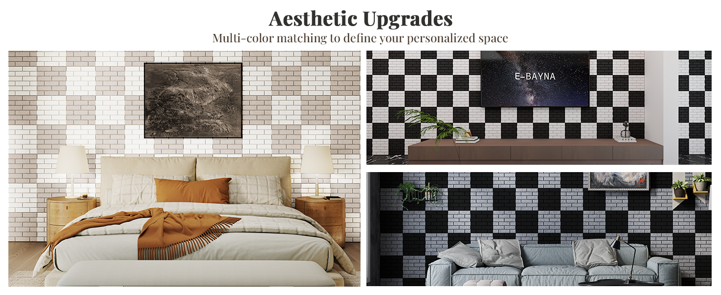 Акустичні панелі JBER самоклеючі для звукоізоляції, шумопоглинаючі панелі «цеглина» для студії, офісу та дому, 30 x 30 x 1 см, чорні, 12 шт.