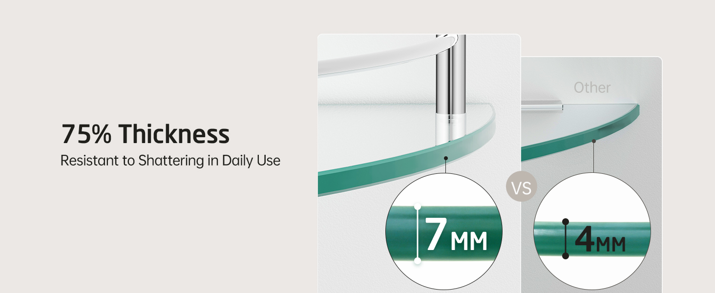 Скляна поличка для душу/ванної кімнати KES, скляна поличка для душу, поличка для ванної кімнати, нержавіюча сталь SUS304, BGS101A--P, щітка, 2 шт.