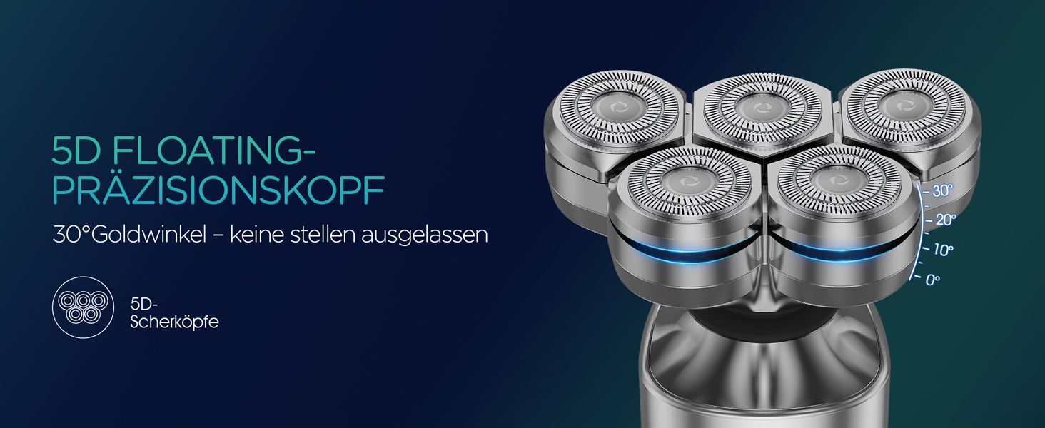 Електричний чоловічий бритва VOYOR TX500 5D з LED дисплеєм та бездротовою зарядкою (150 хв)