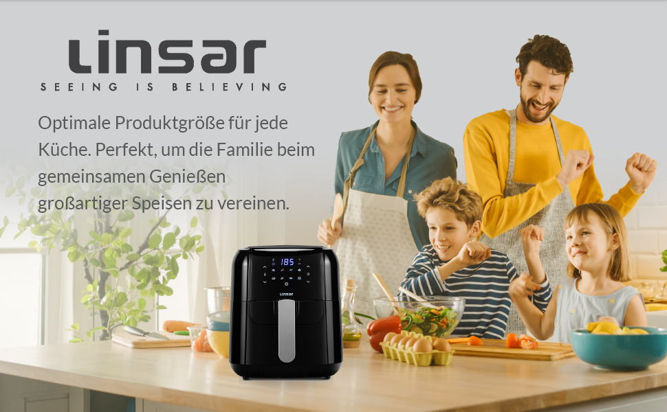 Фритюрниця Linsar з гарячим повітрям, 1.5 л, з таймером, регулюванням температури та автовимкненням, 1000 Вт