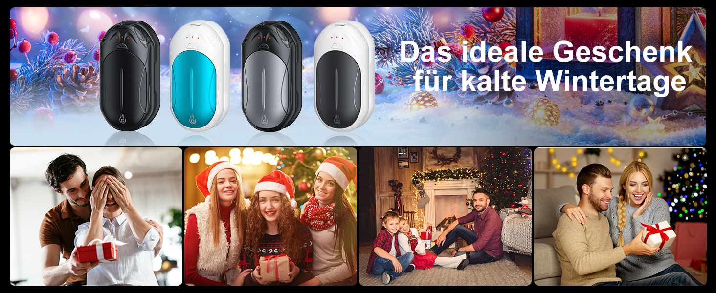 Електричний грілка для рук 2-в-1 OUTJUT 6000mAh, USB, акумулятор, 20 годин роботи, 3 режими нагріву, швидкий нагрів, для спорту на відкритому повітрі взимку, подарунок на Різдво, чорний