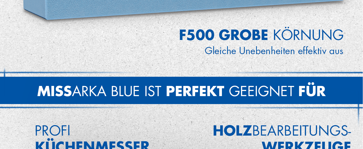 Точило для ножів Zische Missarka Blue - професійне з каменю з корунду, 200x60x25 мм, 2 зернистості FEPA 500/1200