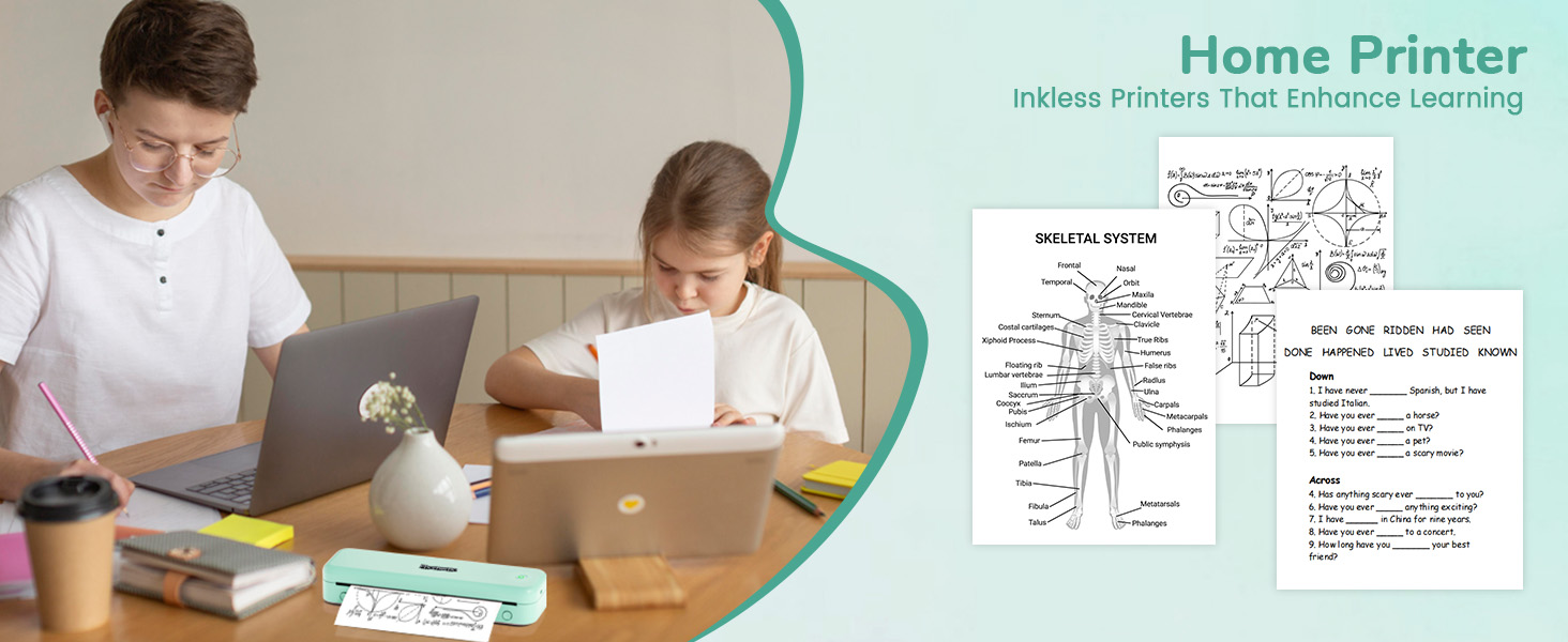 Термодрук Phomemo M834 A4: мобільний принтер для офісу, дому та школи, сумісний зі смартфонами та комп'ютерами