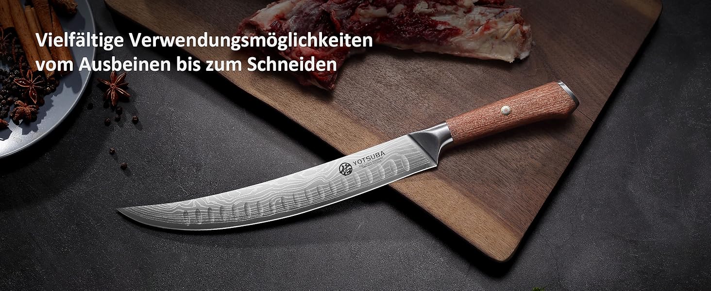 Японський кухонний ніж YOTSUBA 22см, професійний шеф-ніж з високоякісної сталі, ергономічна ручка, для приготування їжі
