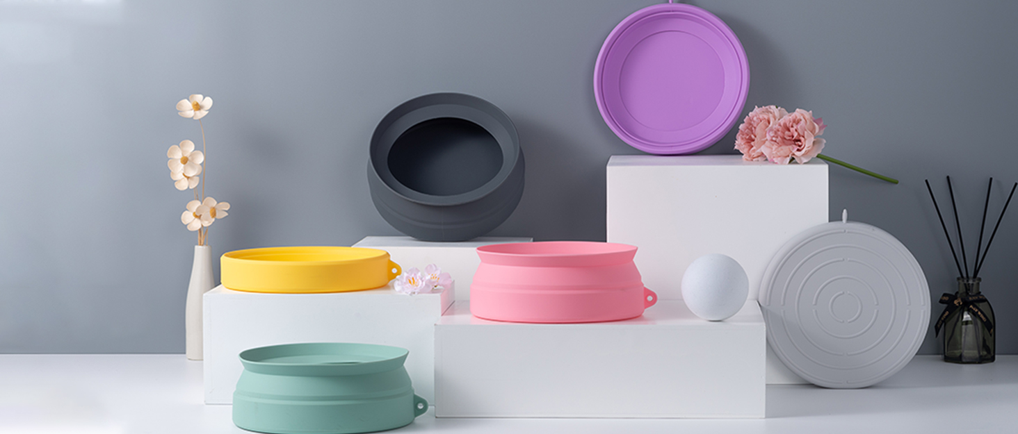 Складаний миска для води для собак SLSON, витокозахисний, портативний, для подорожей на авто, персиково-рожевий (жовтий)