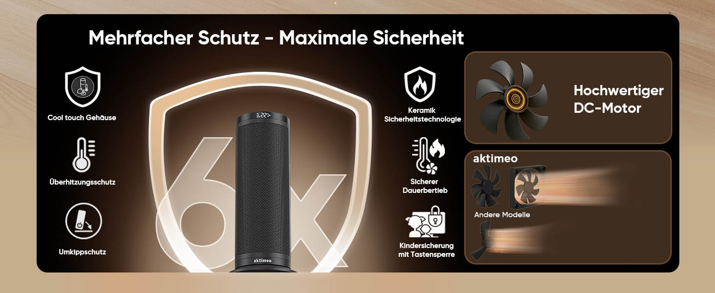 Електричний обігрівач з керамічним нагрівачем, 1500 Вт, з термостатом, захистом від перегріву, перекидання та для дітей, таймер 12 год, з пультом дистанційного керування (чорний, преміум)