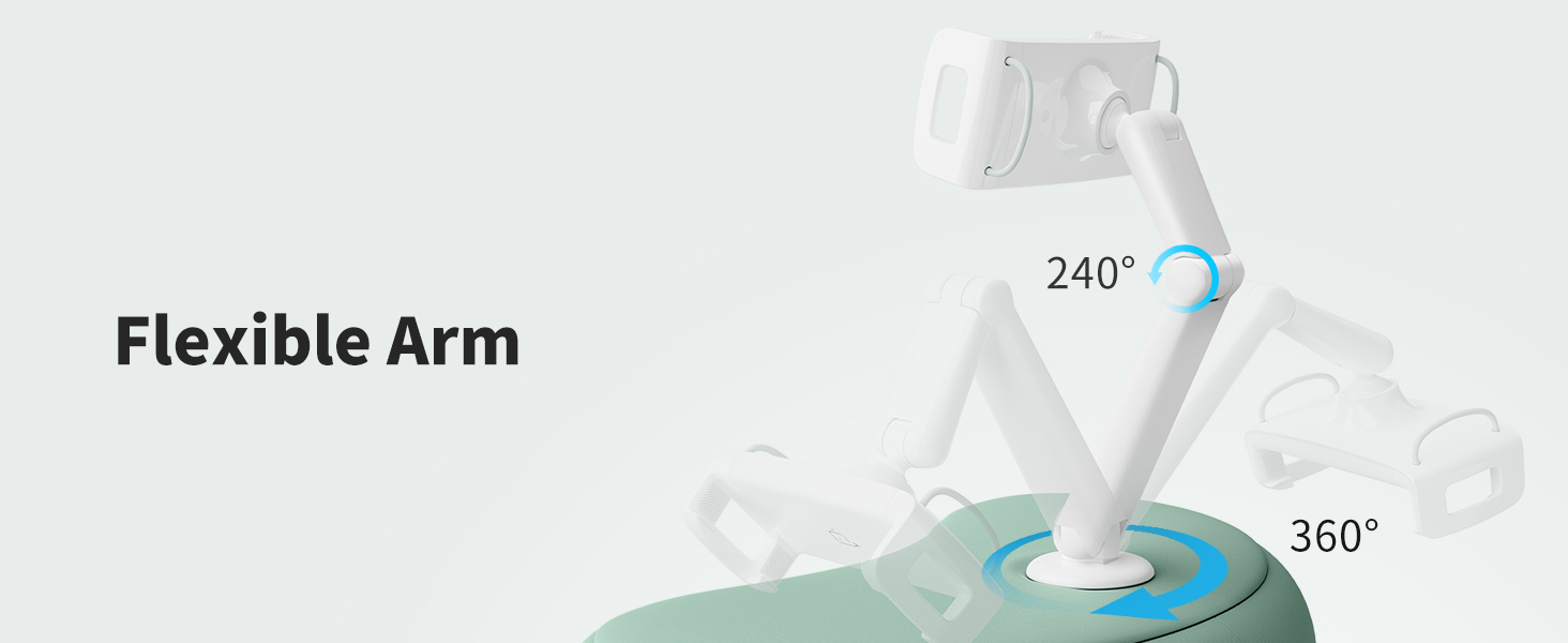 Гнучкий тримач для планшета SAIJI 360° з подушкою-підставкою для ліжка, універсальна підставка для iPad, Kindle, iPhone та пристроїв від 4,7 до 15,6 дюймів (блакитний)