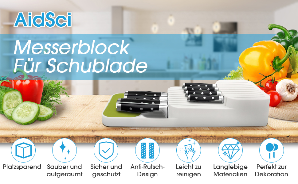 Органайзер для ножів у шухляду двоярусний, на 9 ножів, білий - безпечний та компактний тримач для ножів на кухню