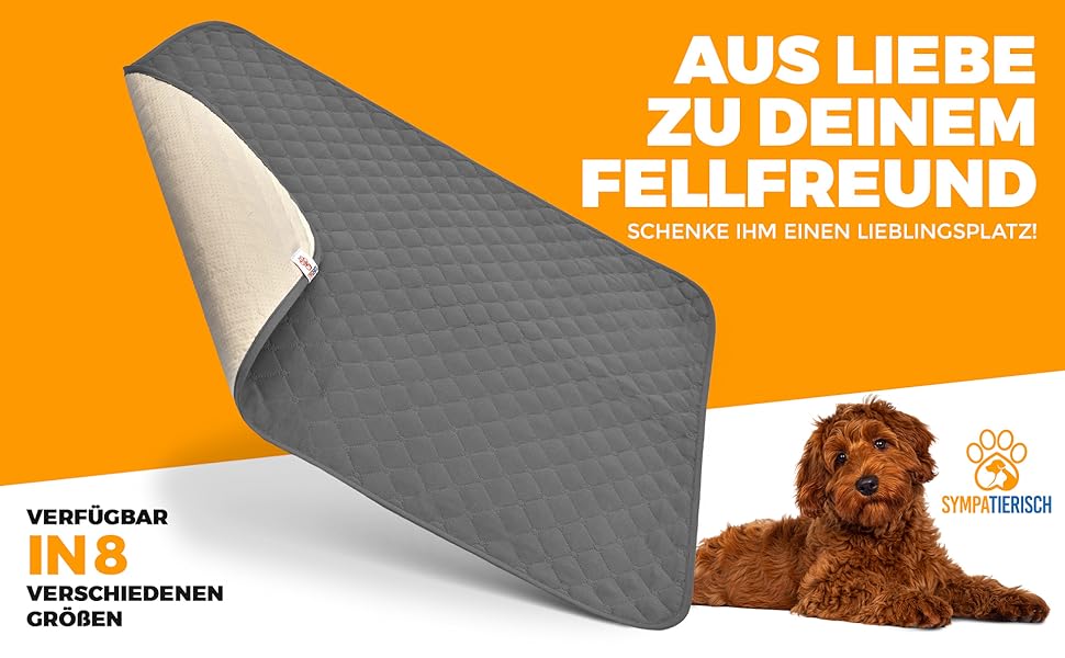 Водонепроникний плед для собак SympaTierisch - захисний килимок для дивана та ліжка - нековзкий, підходить для великих собак, можна прати в пральній машині, 100 x 80 см, сірий
