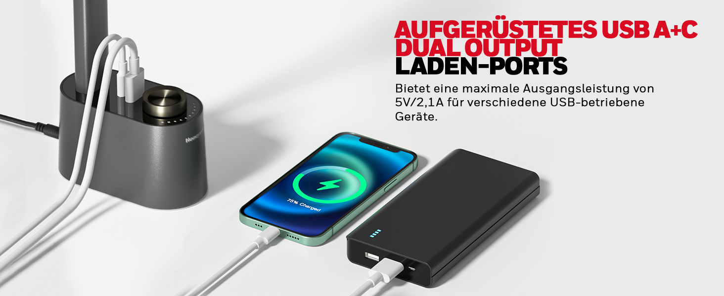 LED-лампа Honeywell H01 Pro Sunturalux™ з USB A+C, регульована яскравість, 3 режими, для дому, офісу та читання (сіра)