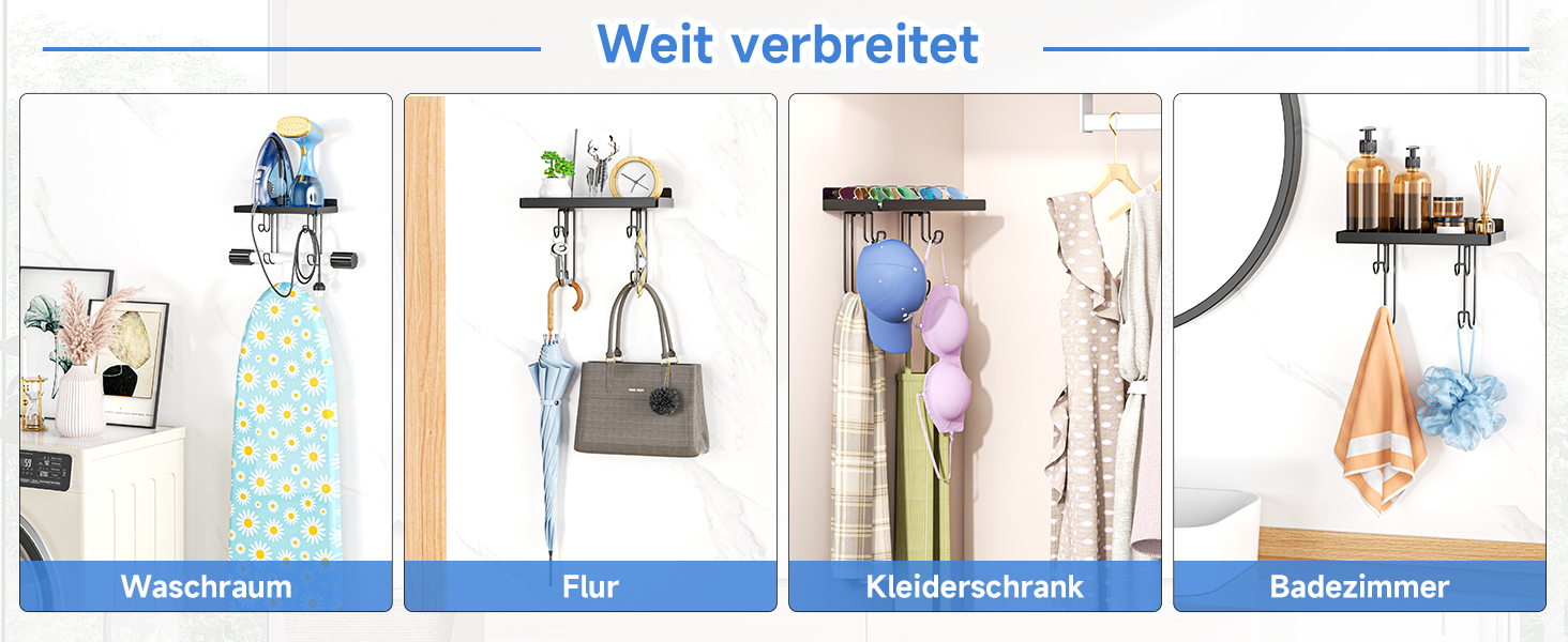 Настінна тримач для прасувальної дошки, праски та аксесуарів, чорний, металева стійка з великою полицею для прасування, Y/T-подібна форма