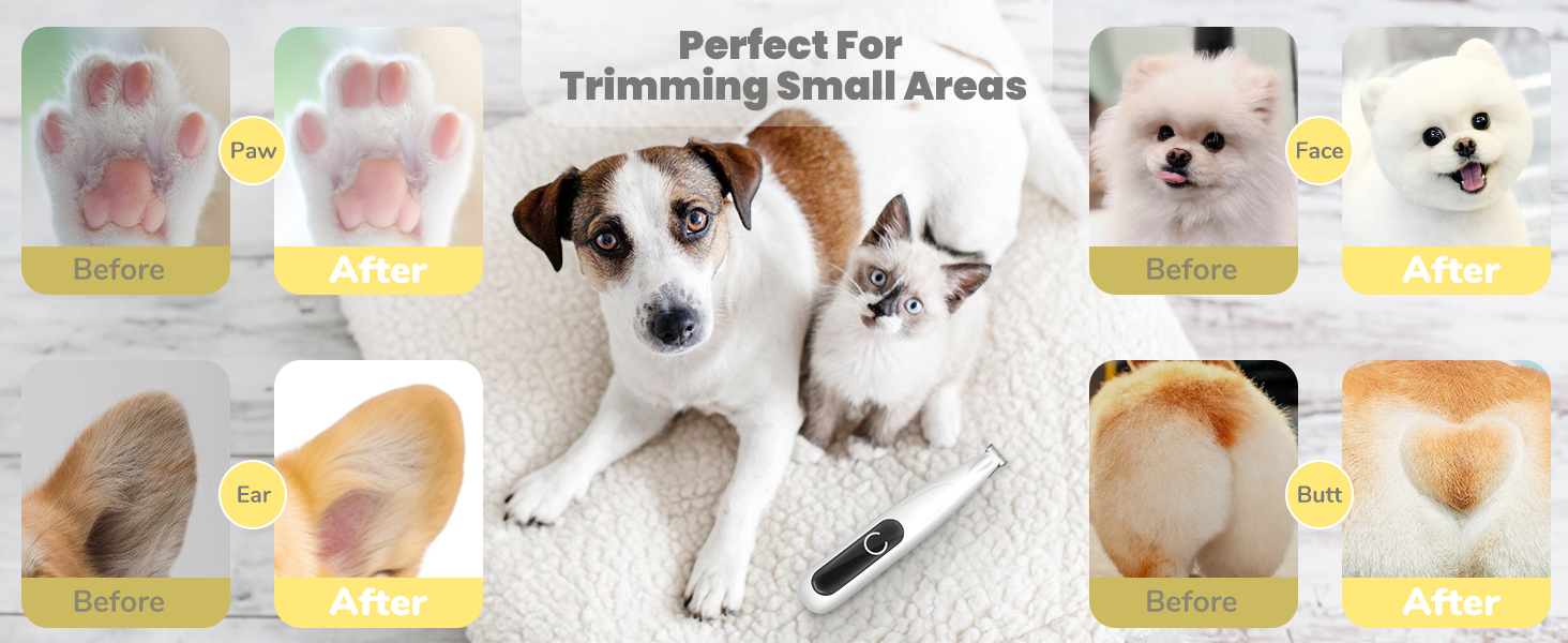 Триммер для собак PfotenTrim Pro: тиха машинка для стрижки лап, вух, обличчя з LED-підсвічуванням та Type-C зарядкою