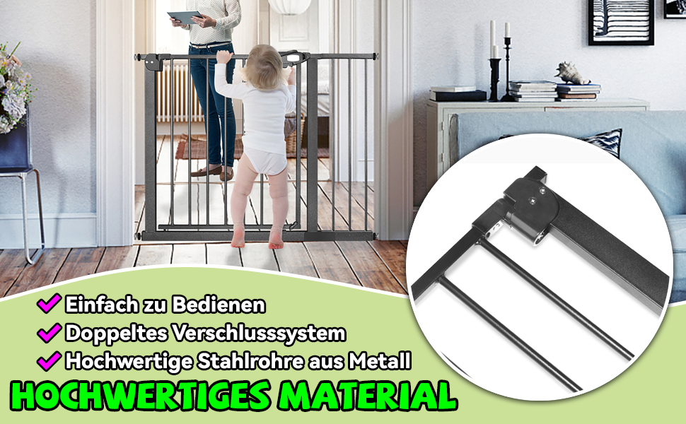 Захист для сходів Subtlety без свердління: сітка для дітей, собак, котів. ABS-пластик, сталеві труби. Автоматичне відключення. Білий (чорний, 75-85см)