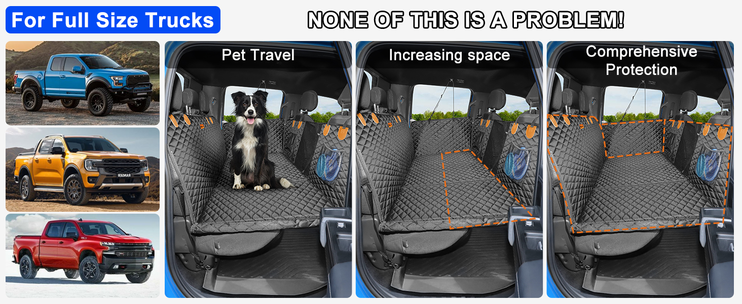 Захисний килимок для собак у машину JOEJOY, 147x73 см, чорний. Водонепроникний, антикіготковний, з кріпленням на ремінь безпеки. Підходить для пікапів.