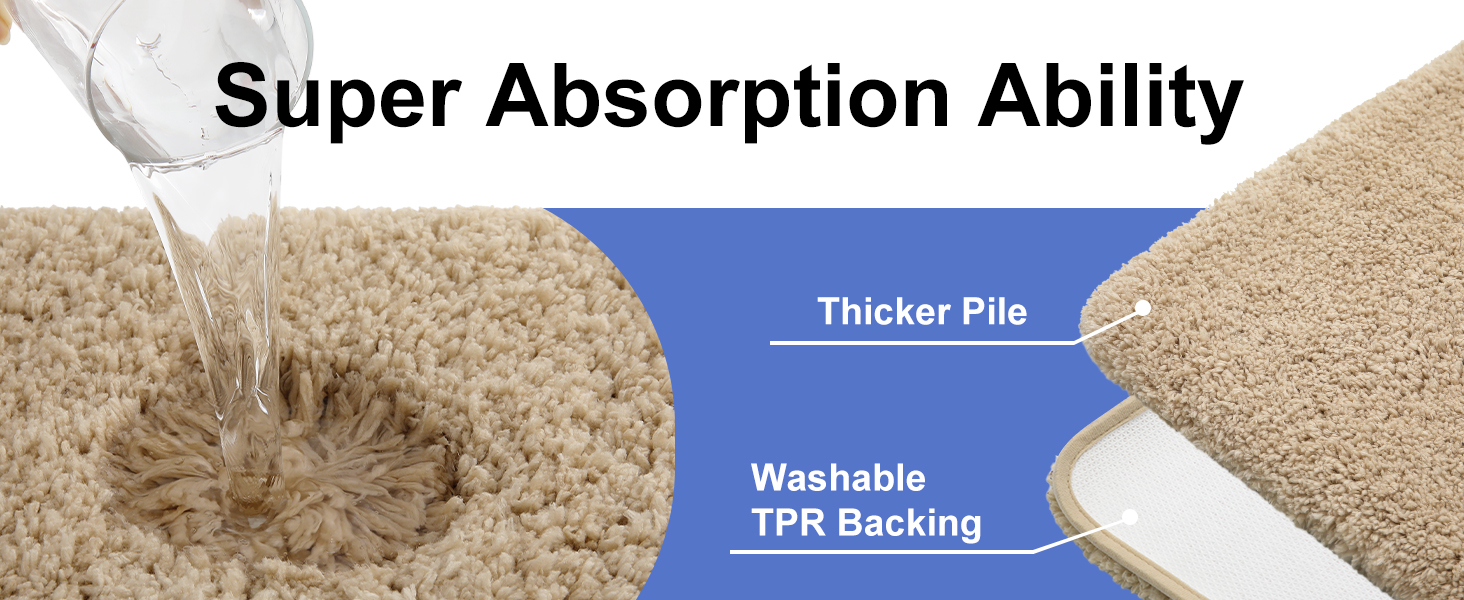 Килимок для ванної кімнати Homaxy: антиковзаючий, м'який, пухнастий, з мікрофібри, 60 x 120 см, бежевий