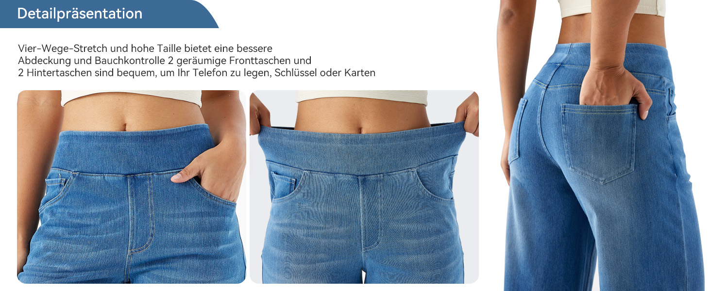 Джинси жіночі LaiEr з широкими штанинами, висока талія, прямий крій, середньої посадки, блакитний колір, еластичні, XL