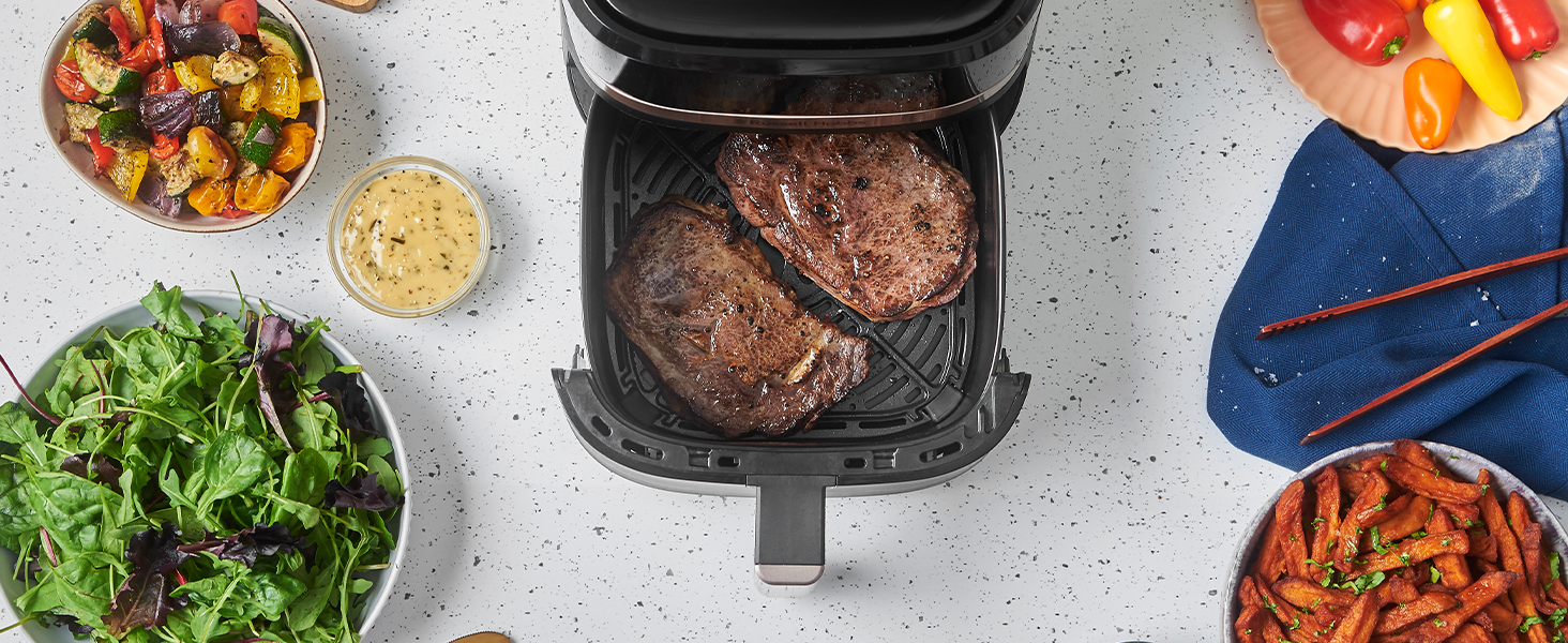 Russell Hobbs Rapid Air Fryer 4.3L - Quiet & Compact Air Fryer with 9 Programs, Touchscreen, Grill, Bake & Fry