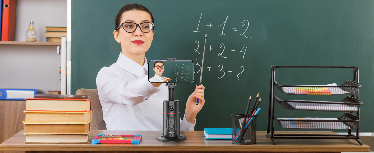 Автоматичне штатив для розпізнавання облич, без додатків, розумна підставка для телефону з пультом дистанційного керування, обертається на 360°, тримач для камери/смартфона, штатив для Vlogs/TikTok (Чорний з магнітом)