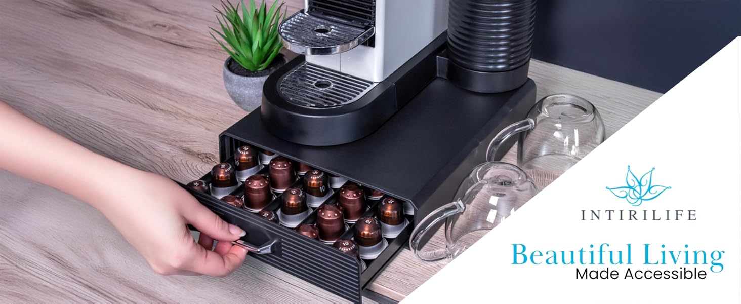 Організатор для капсул кави Intirilife - 50 капсул Nespresso, чорний - 38.2 x 23.2 x 5,6 см