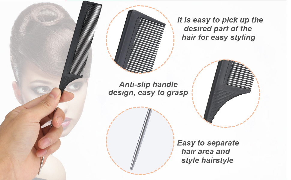 Набір гребінців для волосся з пульверизатором 200 мл: розпушувач, накручувач, двосторонній гребінь (чорний)