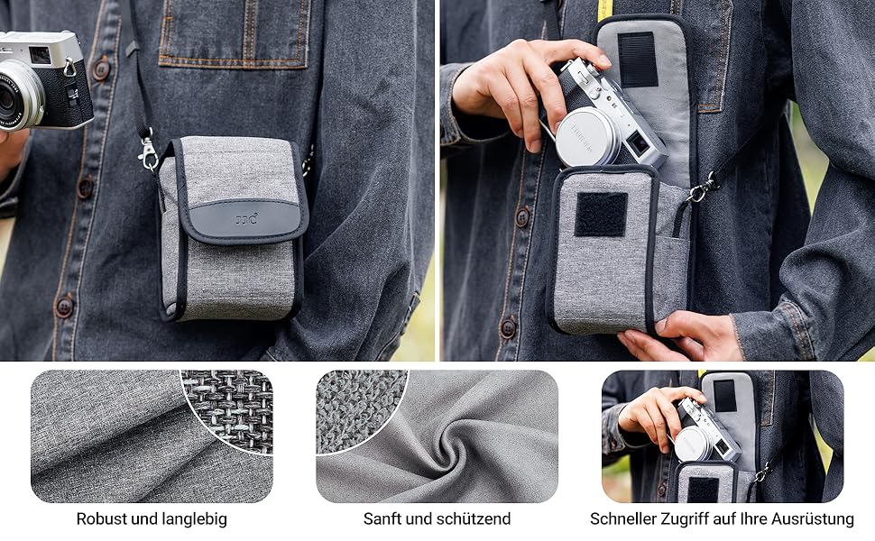 Сумка для камери JJC Kompakt: сумісна з Fuji X100VI/V/T, Sony a6700/6600/6400/6100, Canon EOS M5/M50, Ricoh GRIII, Leica SOFORT2 (сіра)