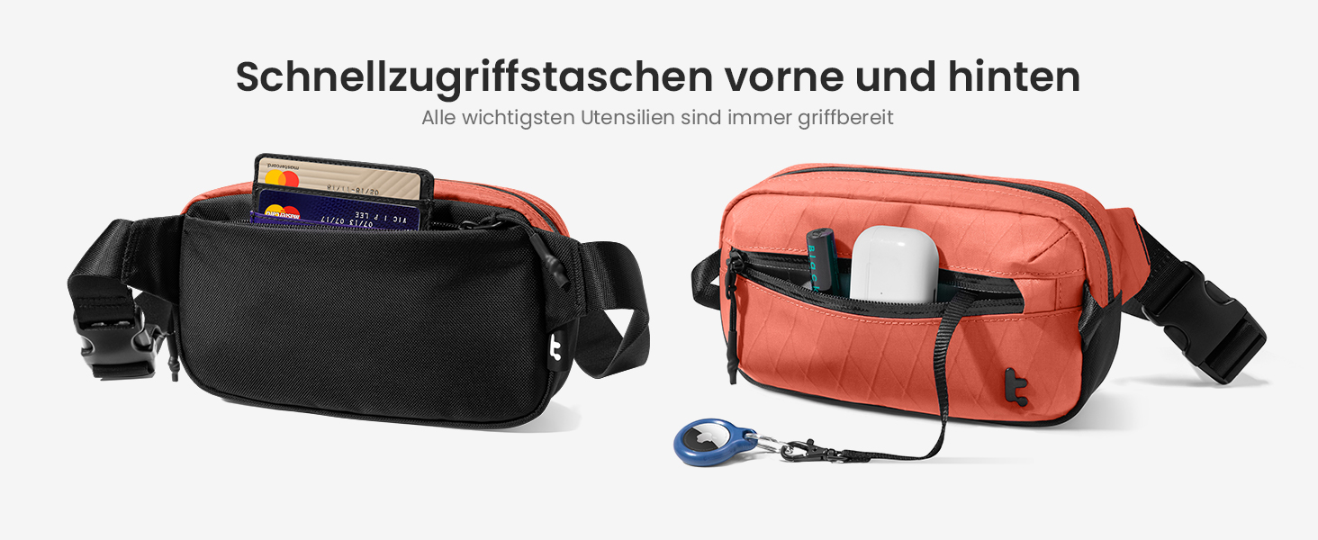 tomtoc Плечова сумка Sling Bag 3.5L з RFID-захистом – для Switch, iPad mini, EDC, подорожі | Водовідштовхувальна, X-pac Koralle