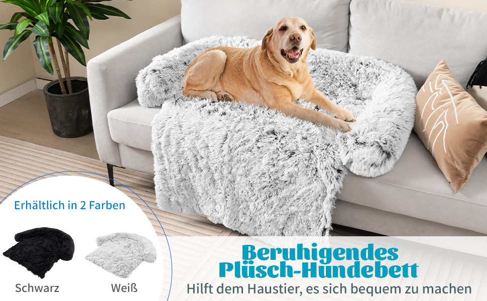 М'яке ліжко для собак Costway, захист дивану, ковдра для собак, зручне ліжко з плюшу, 112 x 101 x 18 см, сіро-біле M