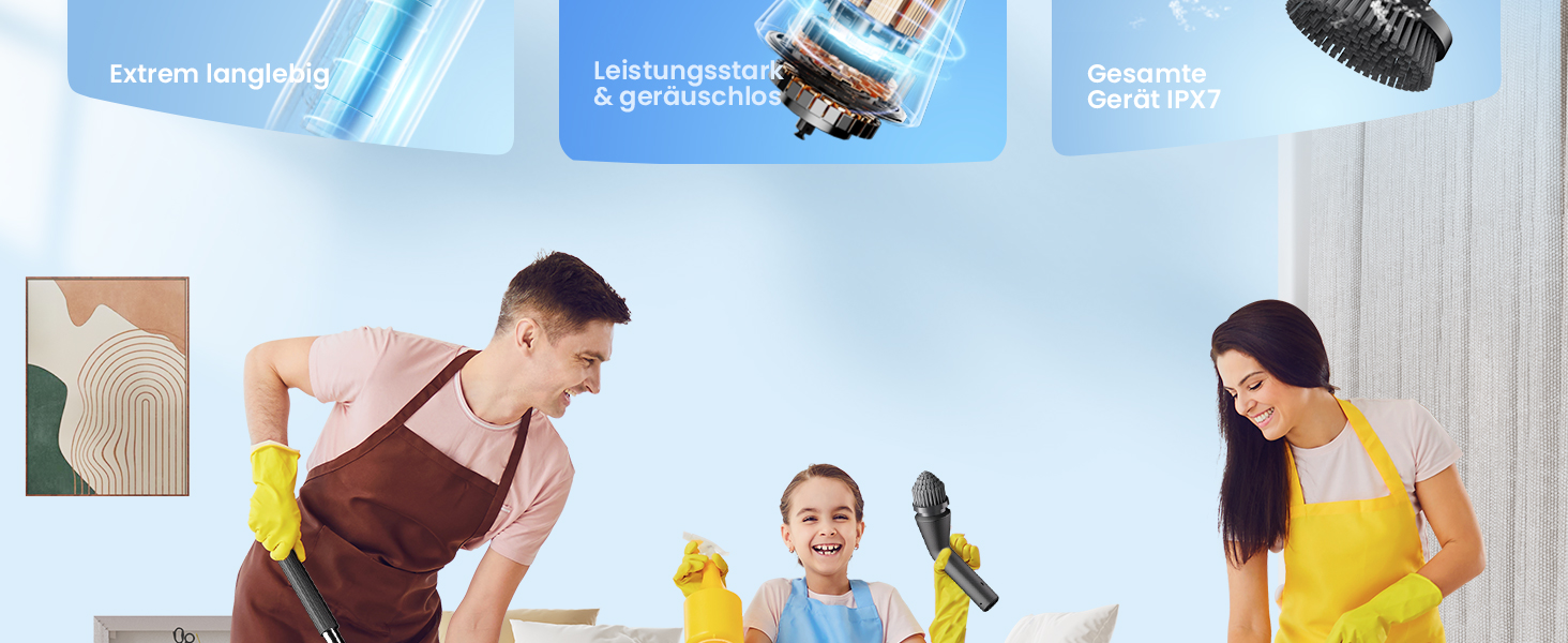Електрична щітка для чищення Leebein Spin Scrubber: водонепроникна (IPX7), з телескопічною ручкою, 7 насадками та 2 швидкостями для ванної, підлоги та кухні, чорна