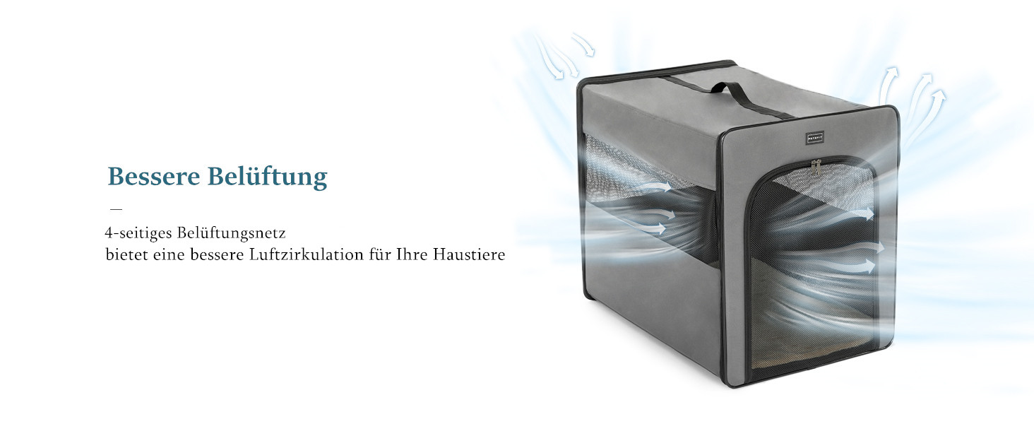 Транспортна переноска для собак Petsfit, сіра, M (61x46x53.5 см) з м'якою підстилкою