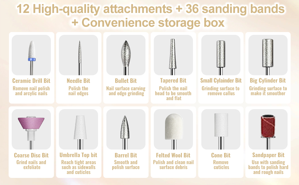 Електричний набір для манікюру та педикюру Golden 12 в 1: фрезер для нігтів, фрезер для гелю, акрилу, набір для манікюру та педикюру