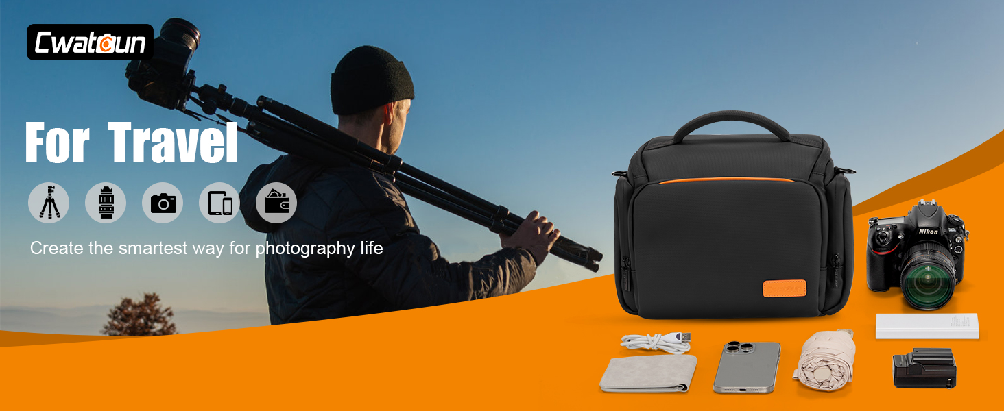 Чохол для камери Cwatcun: сумісний з Canon, Nikon, Sony (LR/DLR), водонепроникний, компактний, чорний (3.0, L)