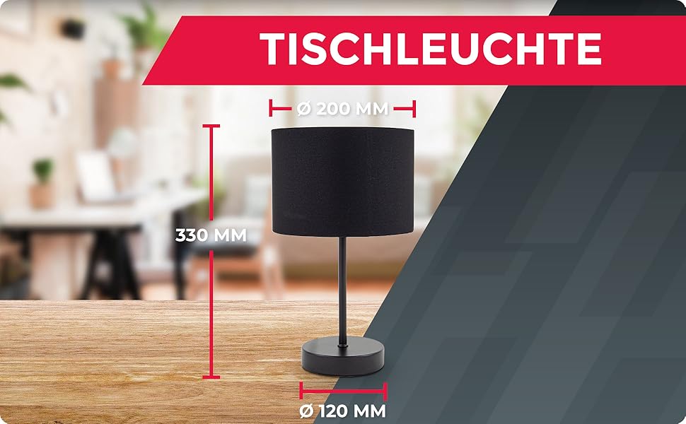 Торшер B.K.Licht: вінтажна настільна лампа з абажуром з тканини, чорно-золота, 33x20 см | Настільна лампа для читання та роботи