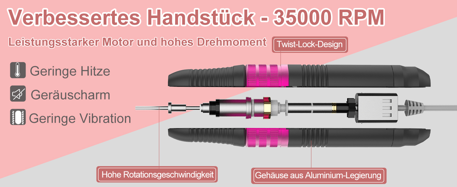 Електричний набір для манікюру та педикюру Delanie з фрезером 35000 об/хв (6 в 1) для гелю, полігелю, акрилу, з насадками, акумуляторний, сірий