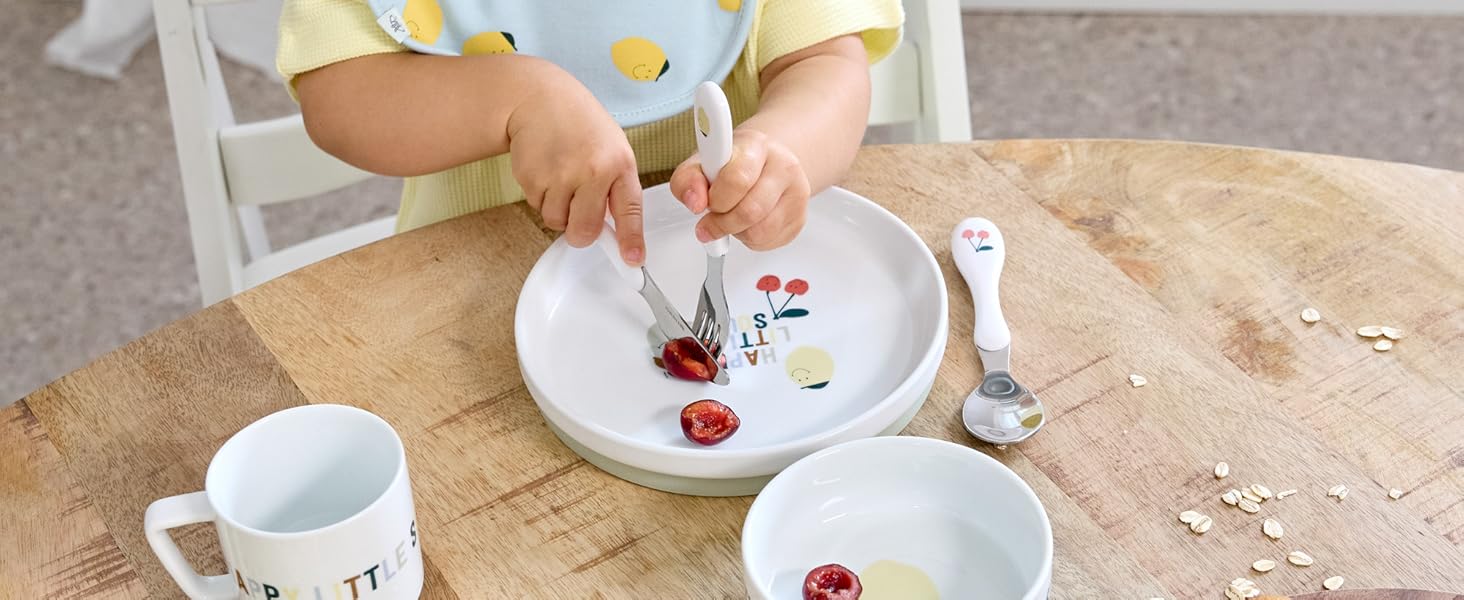 Набір дитячого посуду LÄSSIG 3 шт. (ложка, виделка, ніж) з нержавіючої сталі та пластикової ручки - Garden Explorer