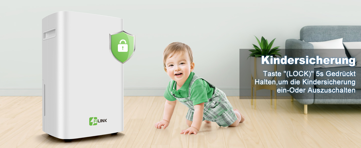 Електричний осушувач повітря 9л/24г, тихий, з дитячим замком та захистом від переливу, автоматичний перезапуск, для спальні, ванної, підвалу та пральні