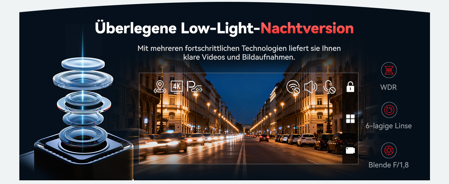 Автомобільний відеореєстратор REDTIGER F7N 4K з WiFi та GPS, передня камера 4K/2.5K, задня 1080P, кут 170°, моніторинг паркування, карта пам'яті 64ГБ у комплекті