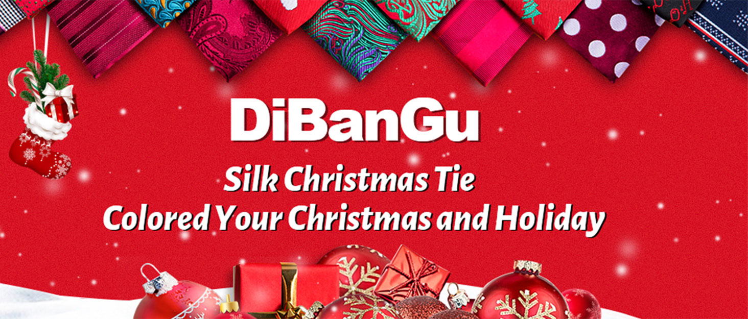 Чоловічий набір для свят: краватка, нагрудна хустинка та запонки DiBanGu з різдвяним малюнком у подарунковій коробці