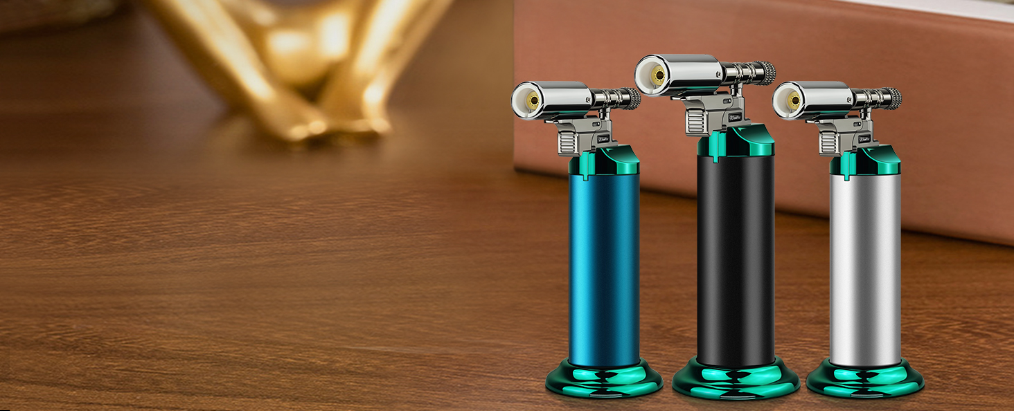 Газовий пальник для кухні Küchenbrenner: потужний Jet-полум'я, заправний бутаном, для крем-брюле, паяння (без бутану), чорний Wb009