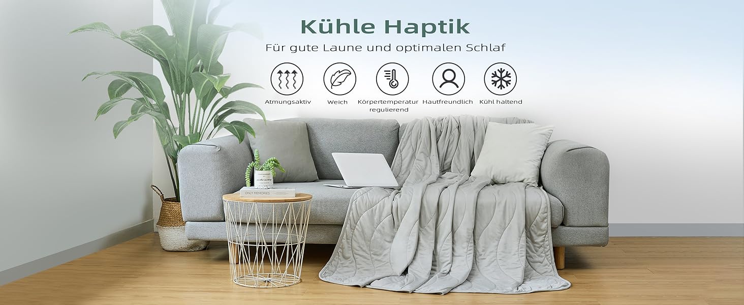 Охолоджуюча літня ковдра Laneetal Arc-Chill 150x200 см, світло-сіра - самоохолоджуюча ковдра з Arc-Chill волокон для сну, дивана, подорожей