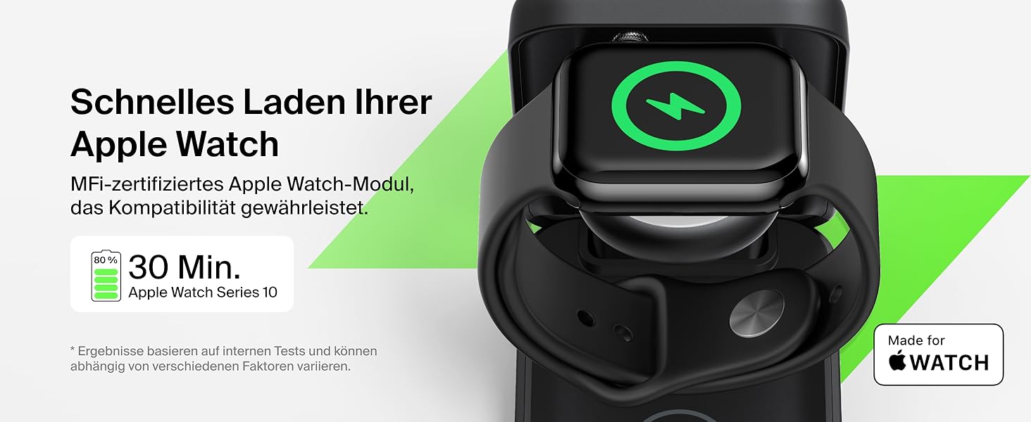 Зарядний станція Belkin UltraCharge 3 в 1 з Qi2.2, 25W, сумісна з MagSafe, для iPhone, AirPods, Apple Watch, Pixel, з адаптером 45W - Чорний