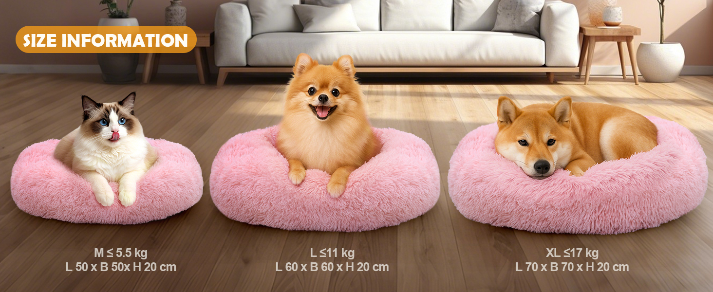 М'яке кругле ліжко для собак та котів, 50 см, рожеве. Легко миється, не слизьке, розмір L 50x50x20 см