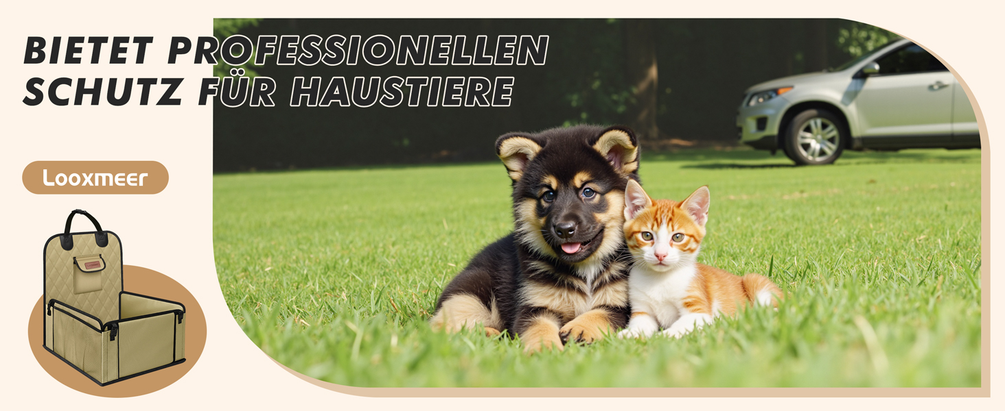 Автокрісло для собак: стабільне, водонепроникне, з підсиленими стінами та ременями безпеки, підходить для собак середніх та малих порід, бежеве