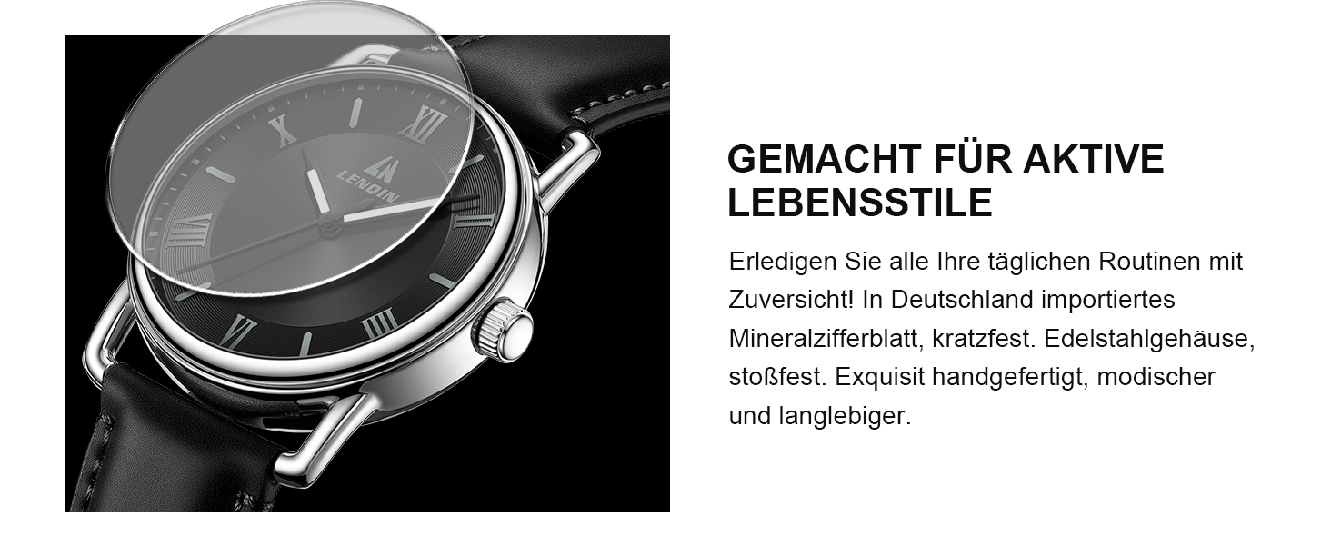 Годинник чоловічий LN LENQIN вологостійкий військовий з комфортним ремінцем, спортивний, чорний