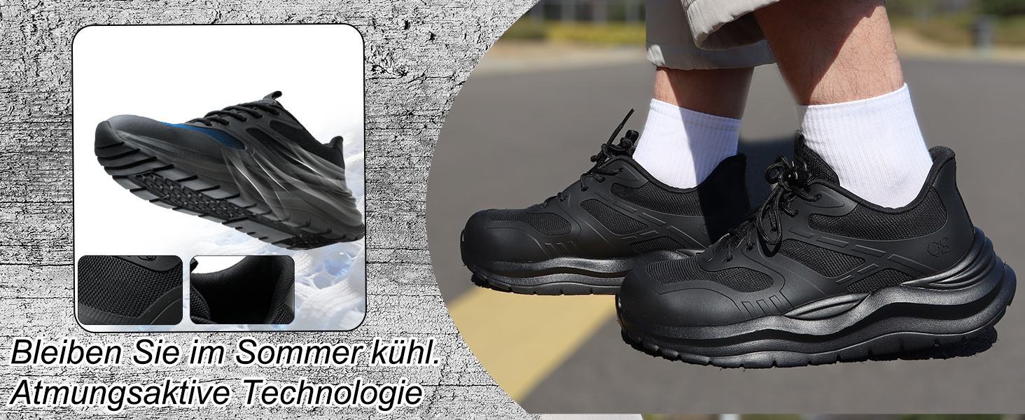 Черевики безпеки унісекс з металевим носком. Легкі, антиковзкі, дихаючі, водонепроникні літні черевики з посиленою підошвою (35 EU, M103 Чорний)