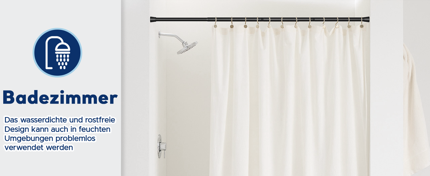 Штанга для карнизів без свердління – Ø 25 мм, 1 шт. Регульована телескопічна штанга для кріплення, для штор, душової завіси та гардеробу (Чорний, 71-98 см)