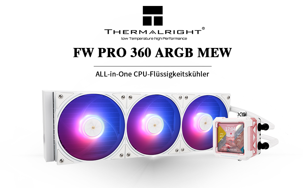 Система рідинного охолодження процесора Thermalright FW PRO 360 ARGB (чорний), 360мм AIO, IPS LCD-дисплей 2.73