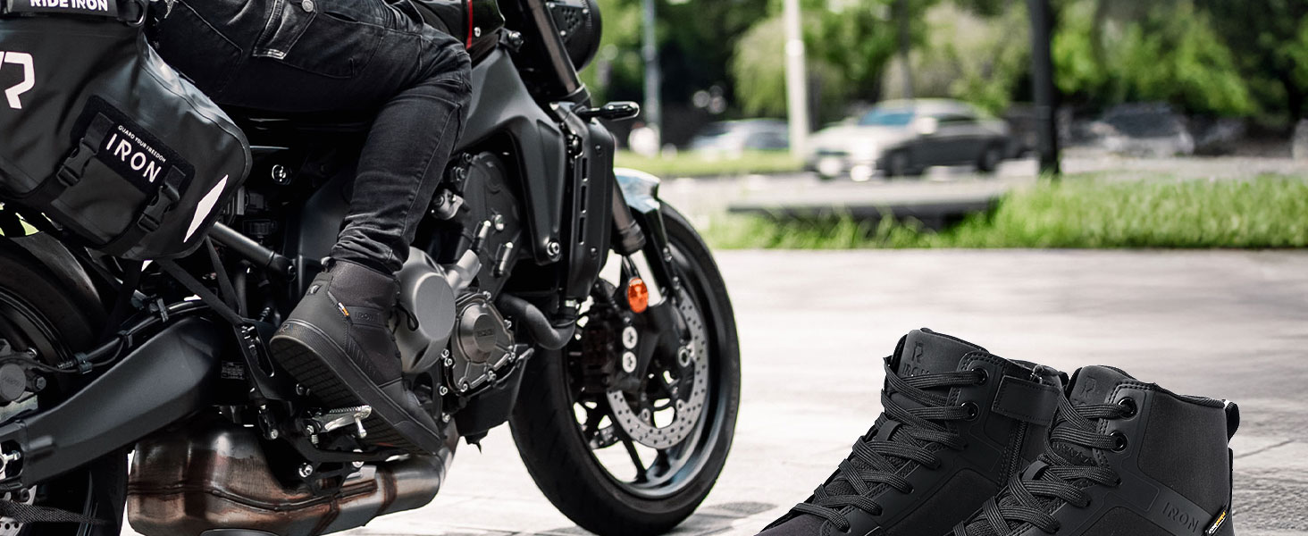 Мотоциклетні черевики RIDEIRON для чоловіків: водонепроникні, з антиковзаючою підошвою, дихаючі, стильні та зручні. Розмір 44 EU, чорний колір. Підходять для всіх сезонів.