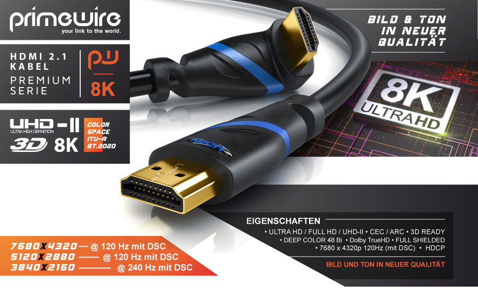 HDMI кабель 8K 2.1 з кутовим роз'ємором 90° - 3 метри - підтримка 8K@60Hz, DSC, HDR, eARC, VRR, Dolby Vision