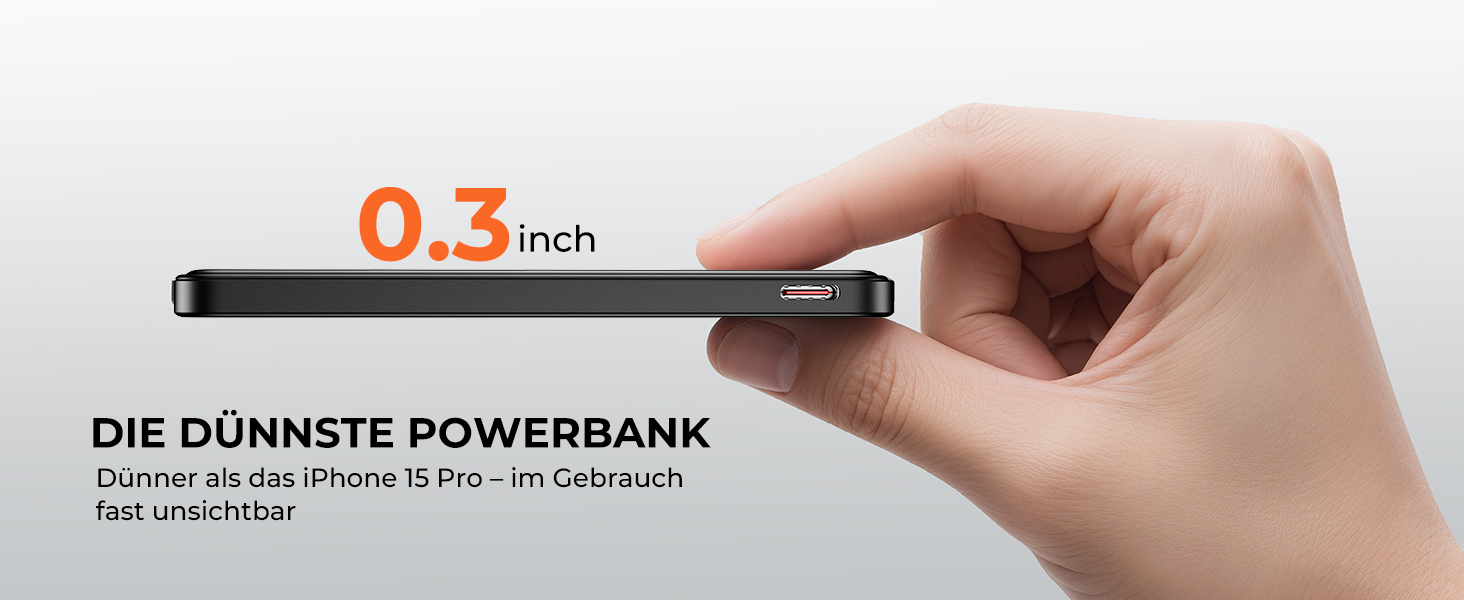 Power Bank KU XIU Magsafe 5000mAh: Тонкий, з підтримкою MagSafe, PD 20W, з кільцем-тримачем, чорний